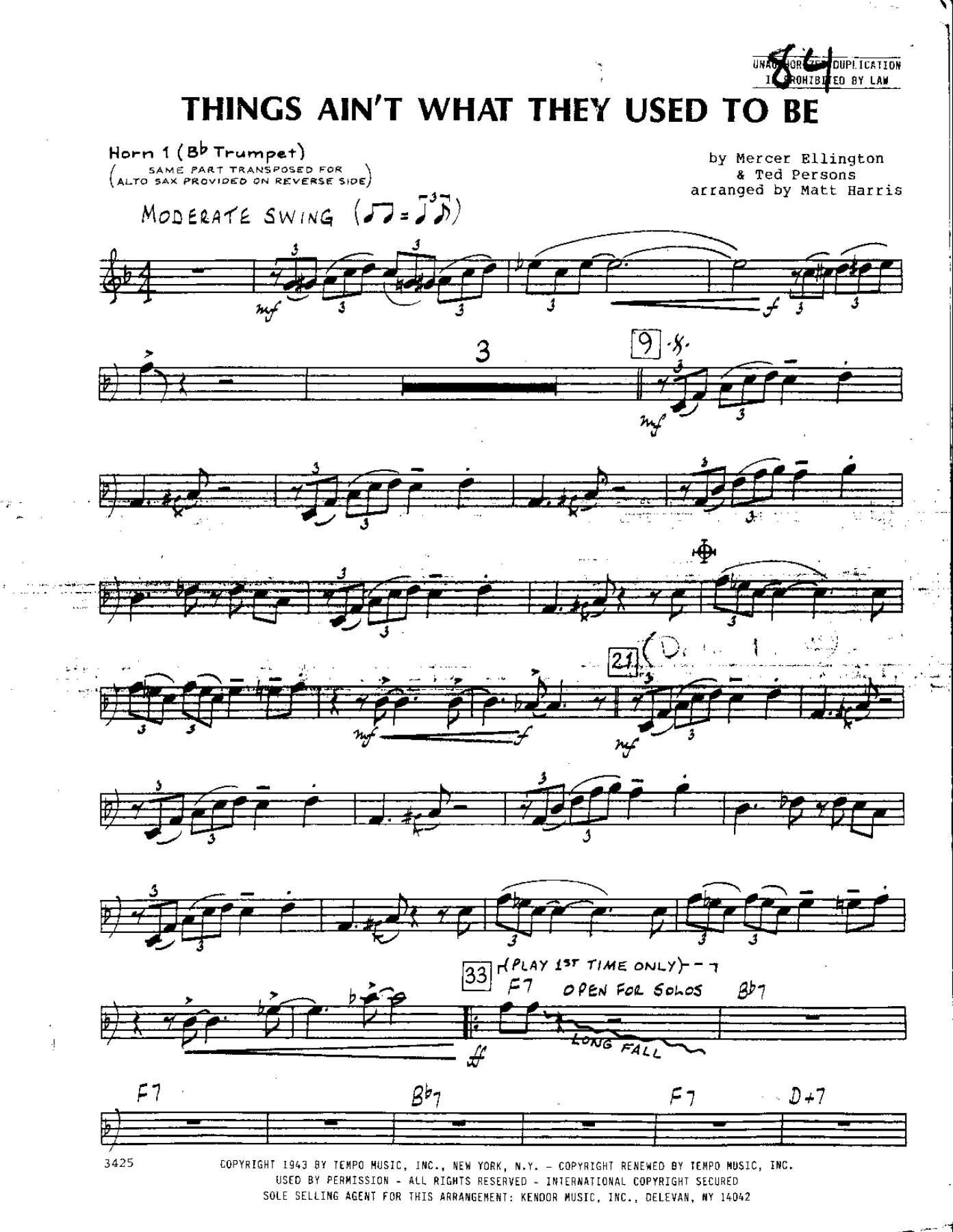 Things Ain't What They Used To Be — sheet music preview