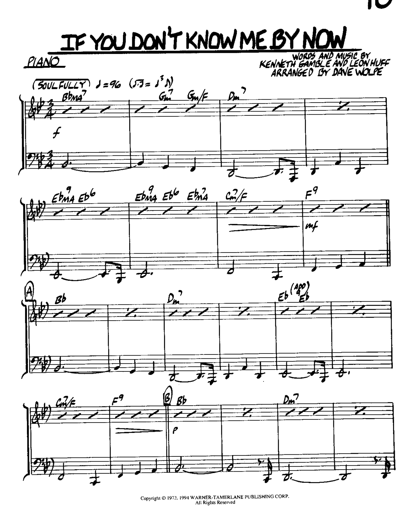 If You Don't Know Me By Now — sheet music preview