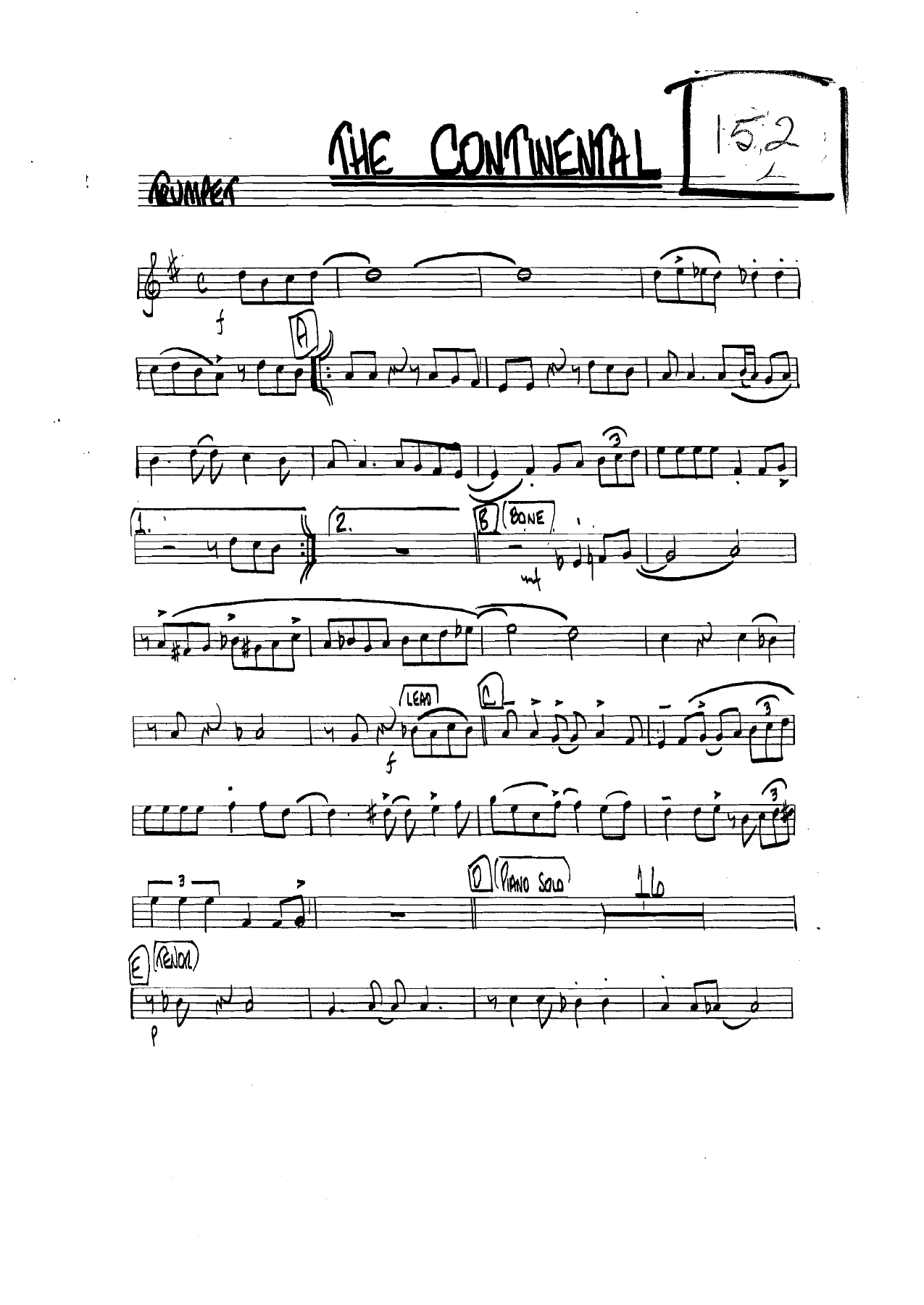 The Continental — Small Ensemble sheet music by Dave Pell Octet - Ts,Bs,Trp,Trb+Rhythm | Jazz Standard