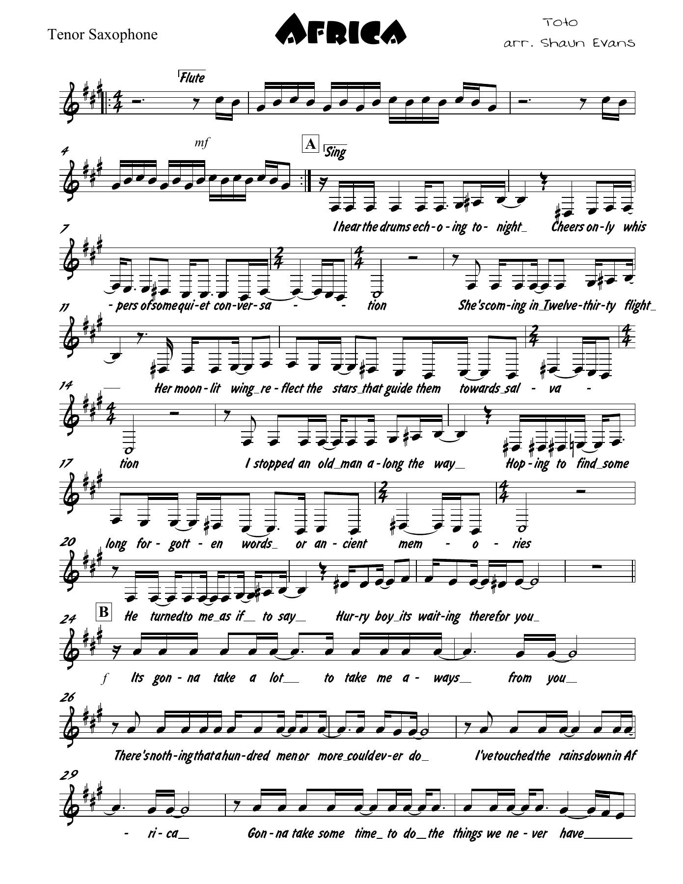 Africa — sheet music preview