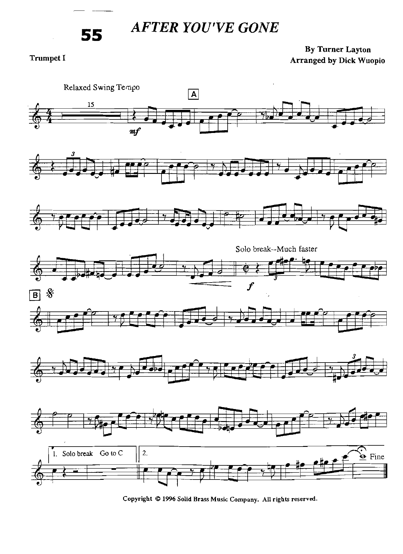After You've Gone (D.Wuopio) Brass Quintet — sheet music preview