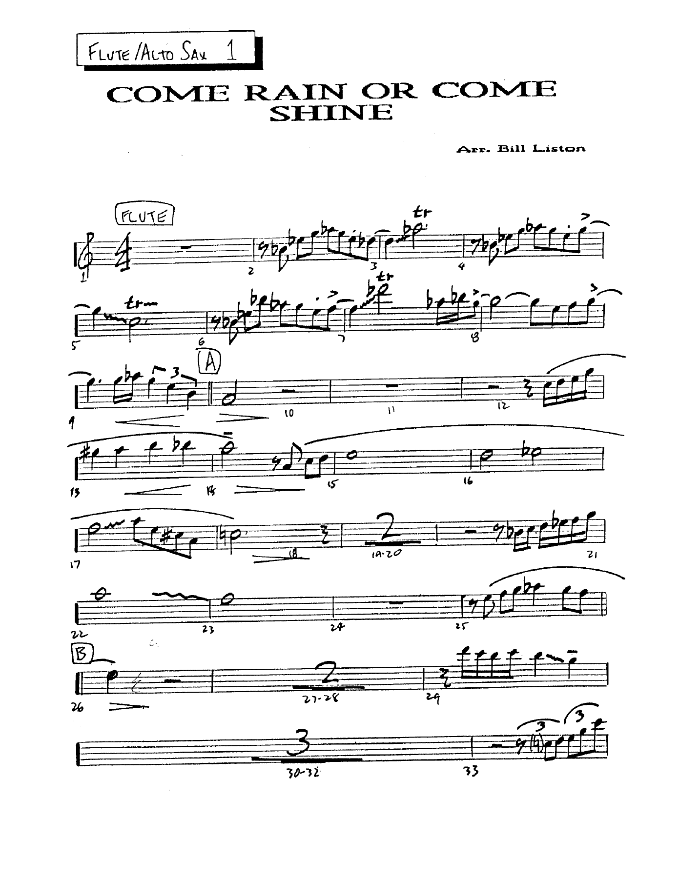 Come Rain Or Come Shine — sheet music preview