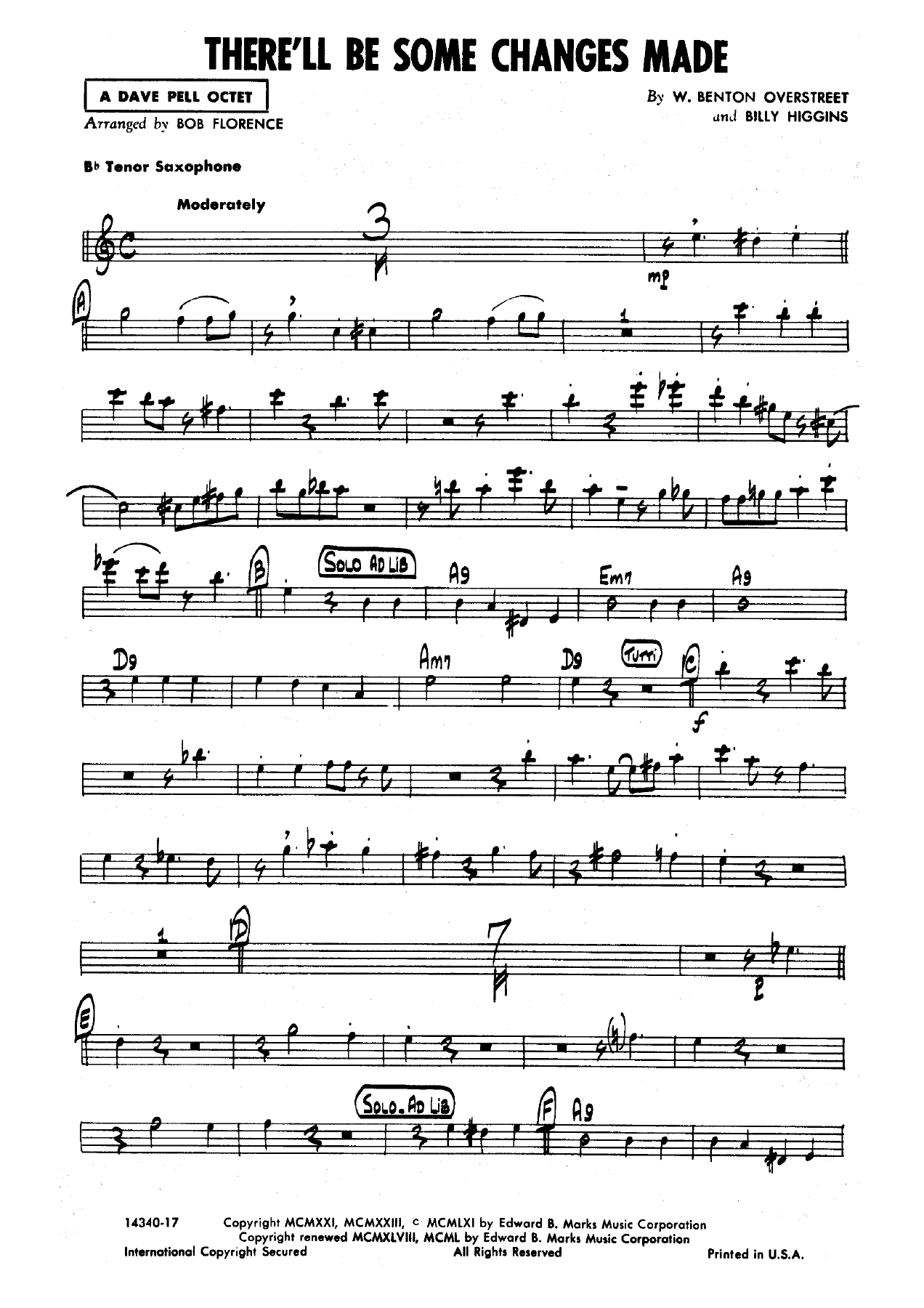 There'll Be Some Changes Made — sheet music preview
