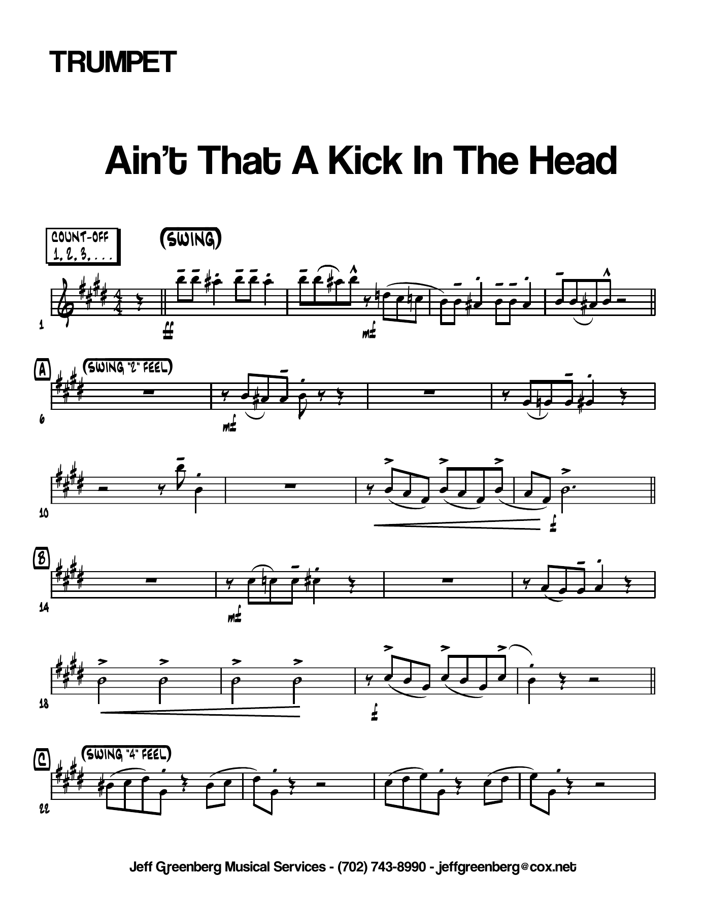 Ain't That A Kick In The Head — sheet music preview