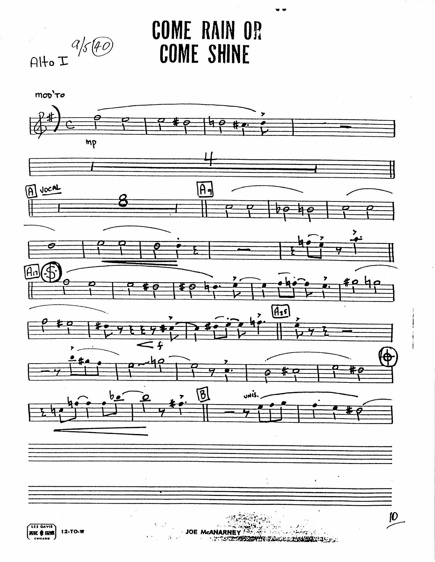 Come Rain Or Come Shine — sheet music preview