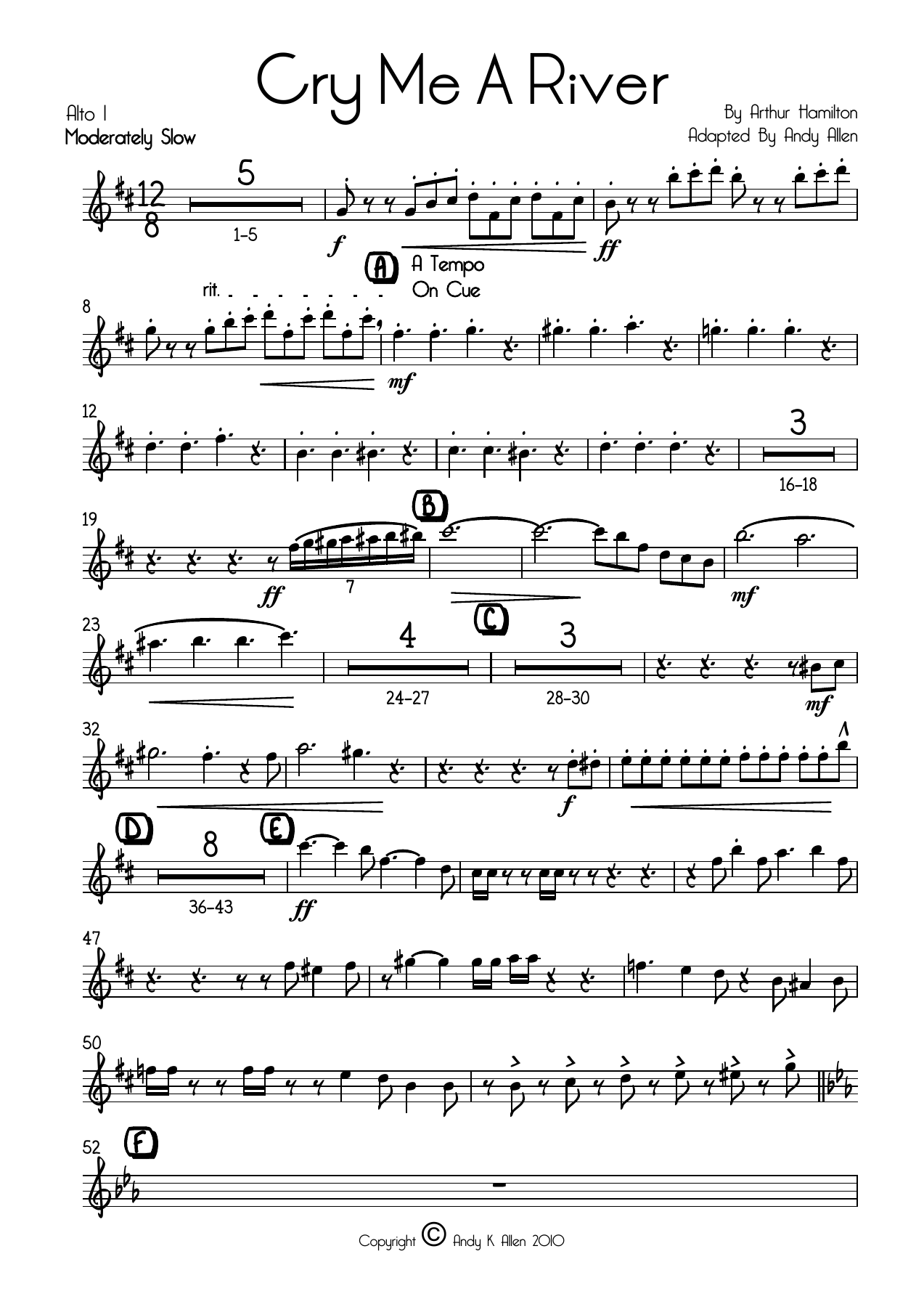 Cry Me A River — sheet music preview