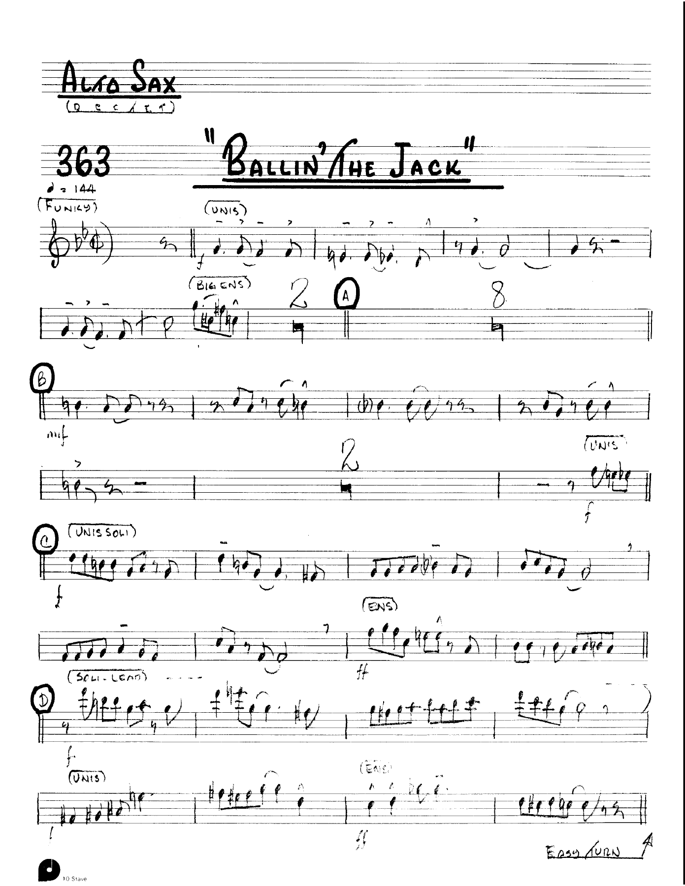 Ballin' The Jack (Kenton Dectet #363) 3213 — Small Ensemble sheet music by Stan Kenton Dected 176 | Jazz Standard