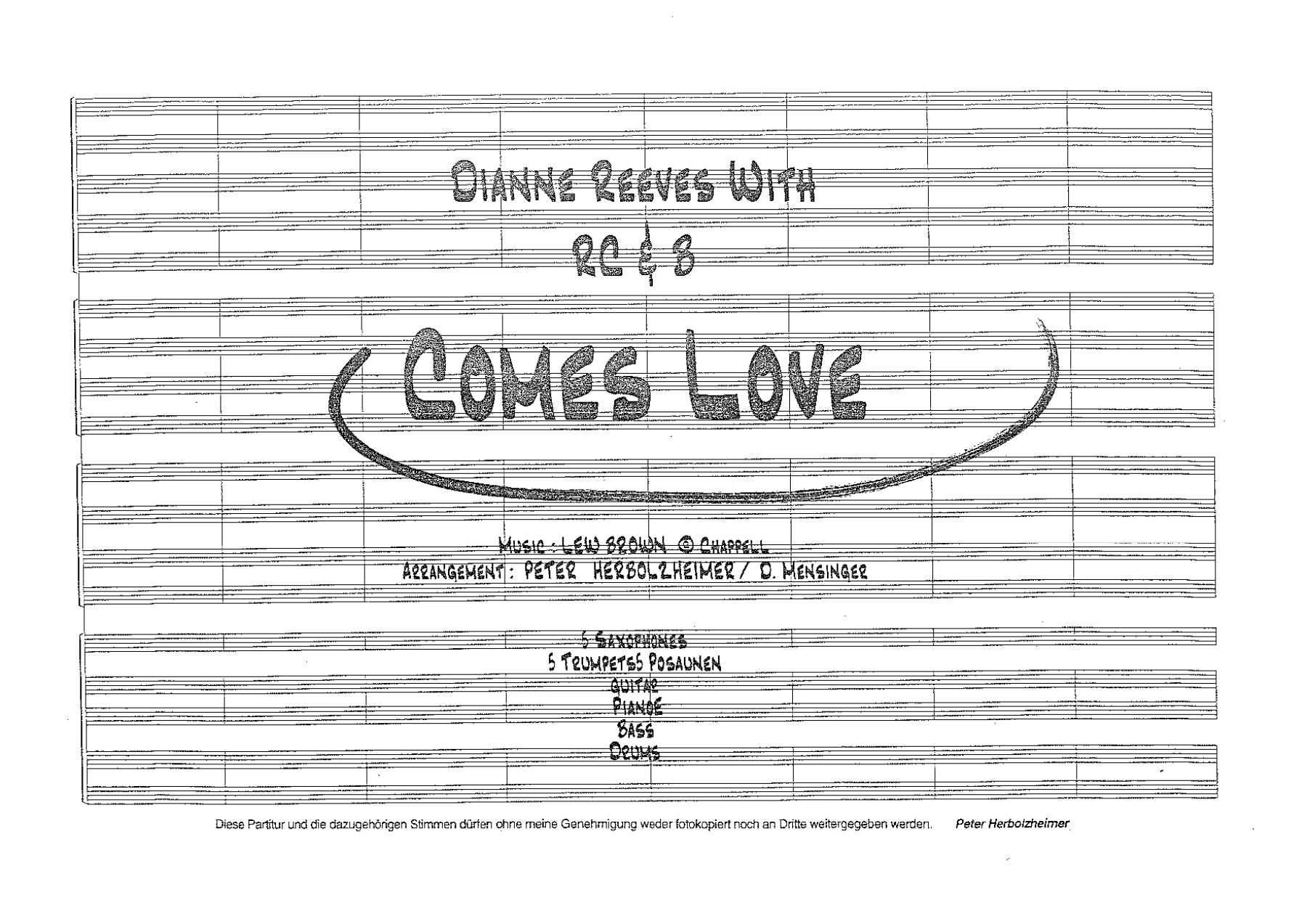 Comes Love — sheet music preview