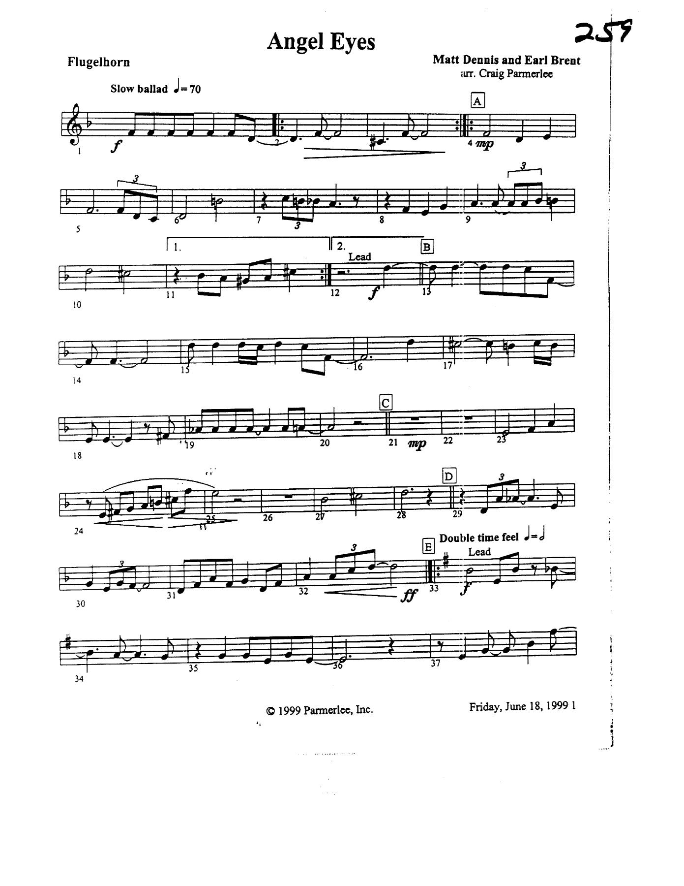 Angel Eyes — sheet music preview