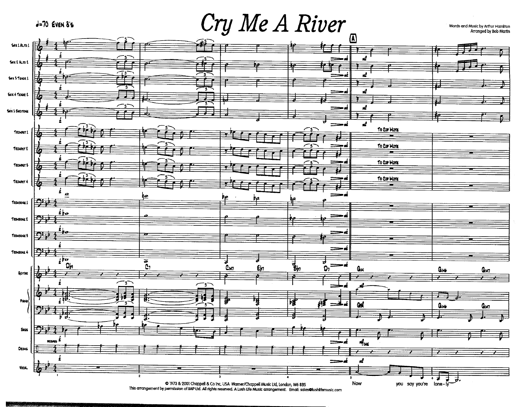Cry Me A River — sheet music preview