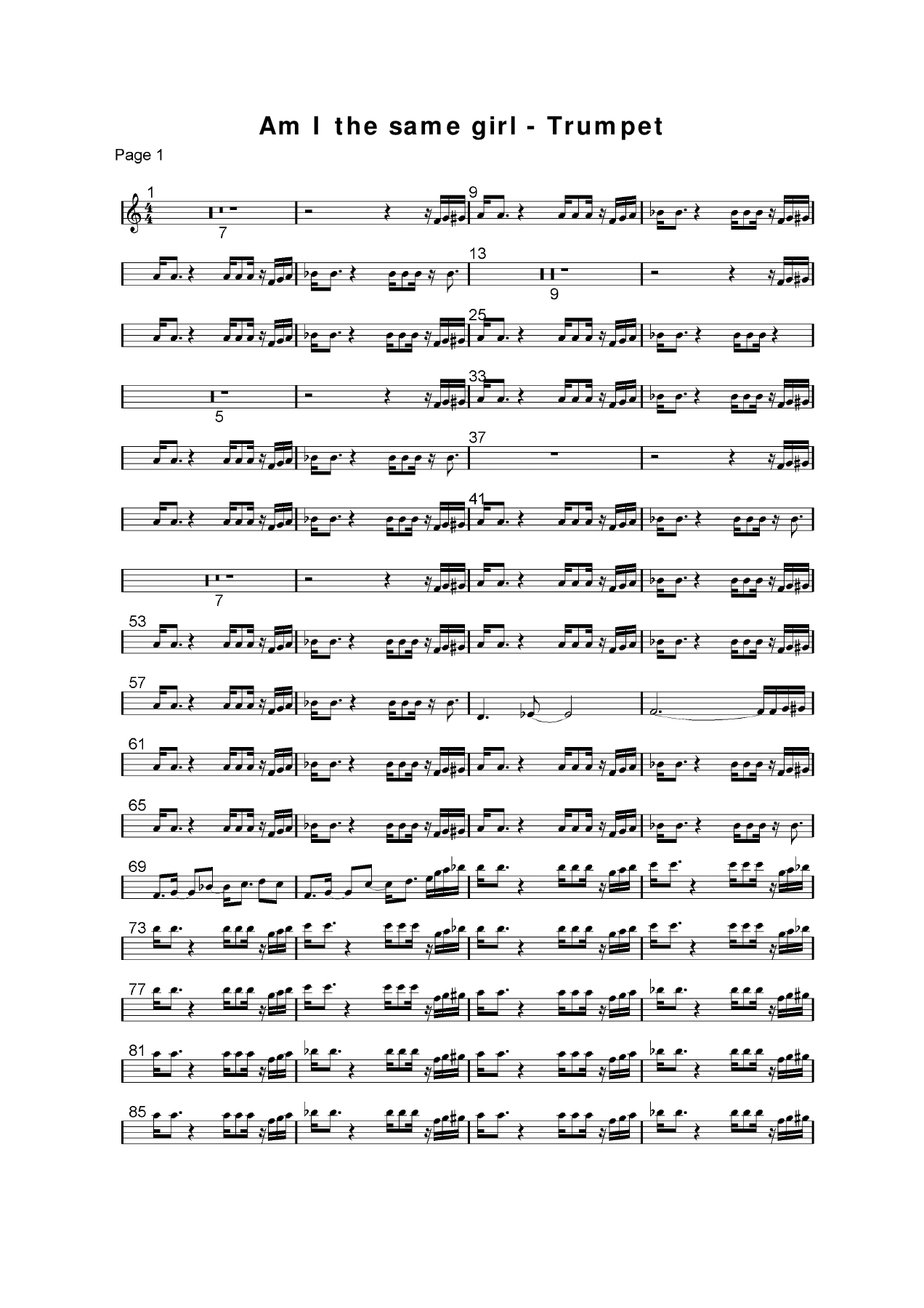 Am I the Same Girl — sheet music preview