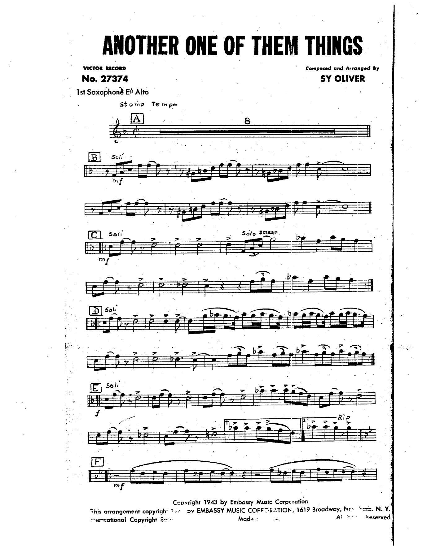 Another One Of Them Things — sheet music preview