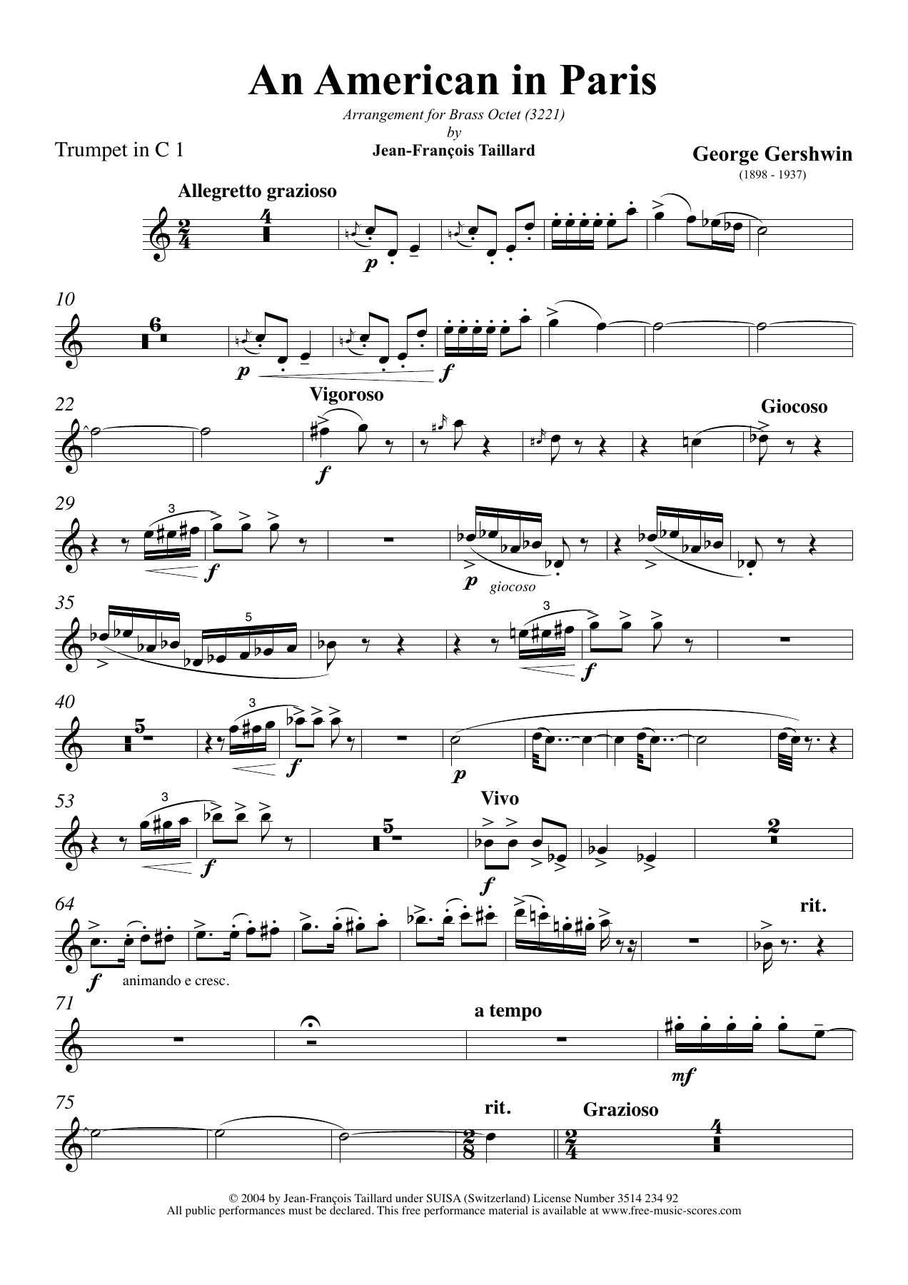 An American In Paris — sheet music preview