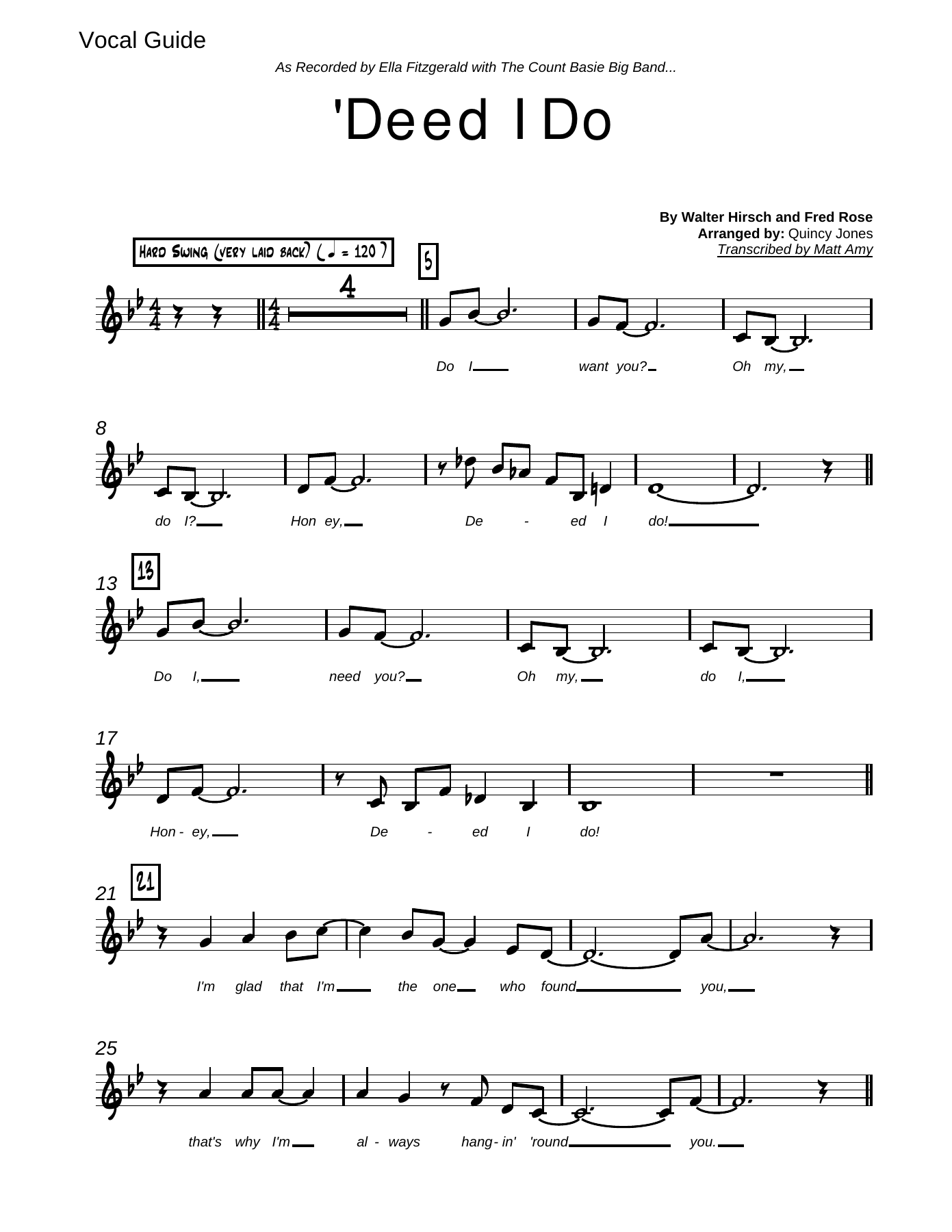Deed I Do — sheet music preview