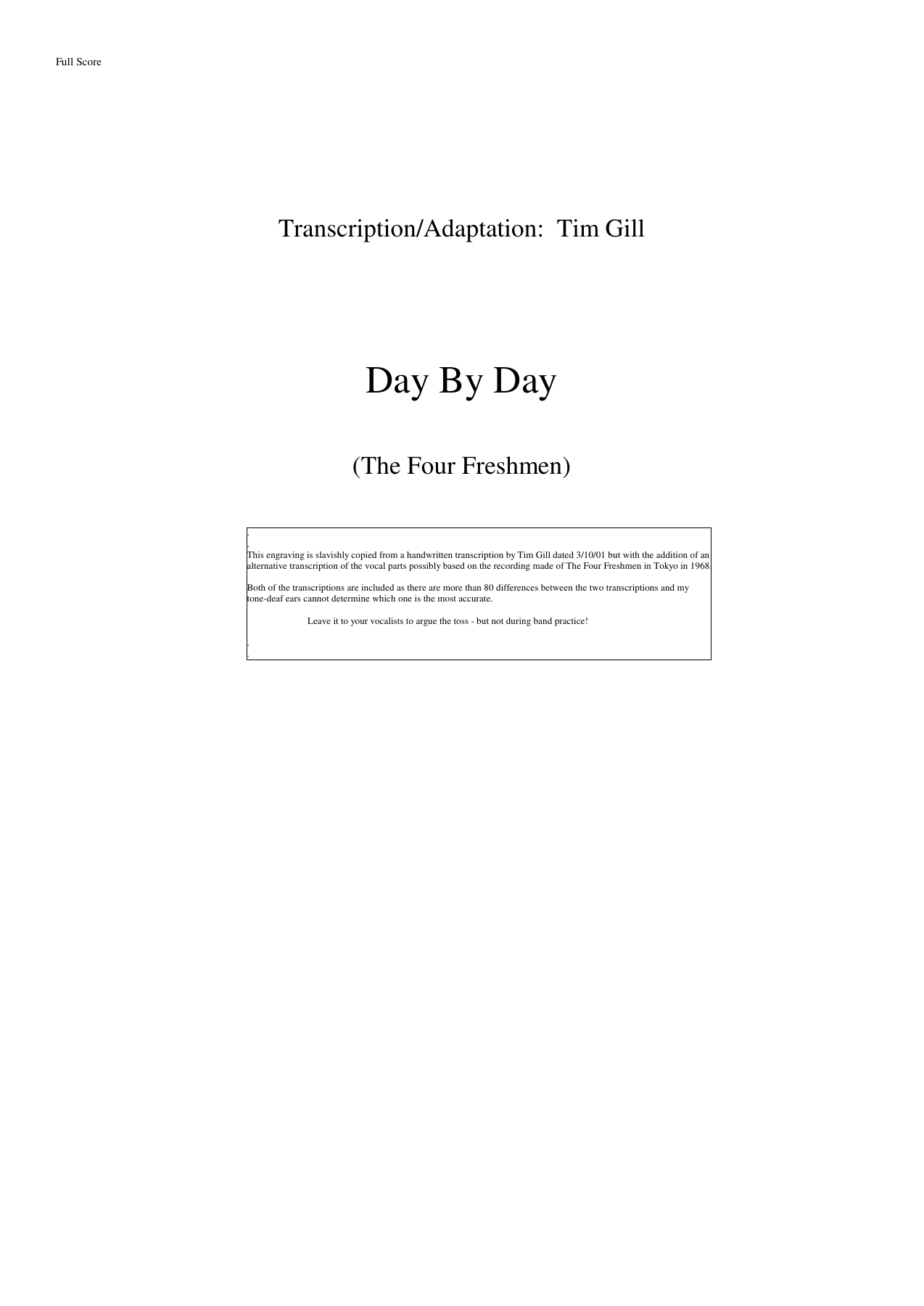 Day By Day — sheet music preview