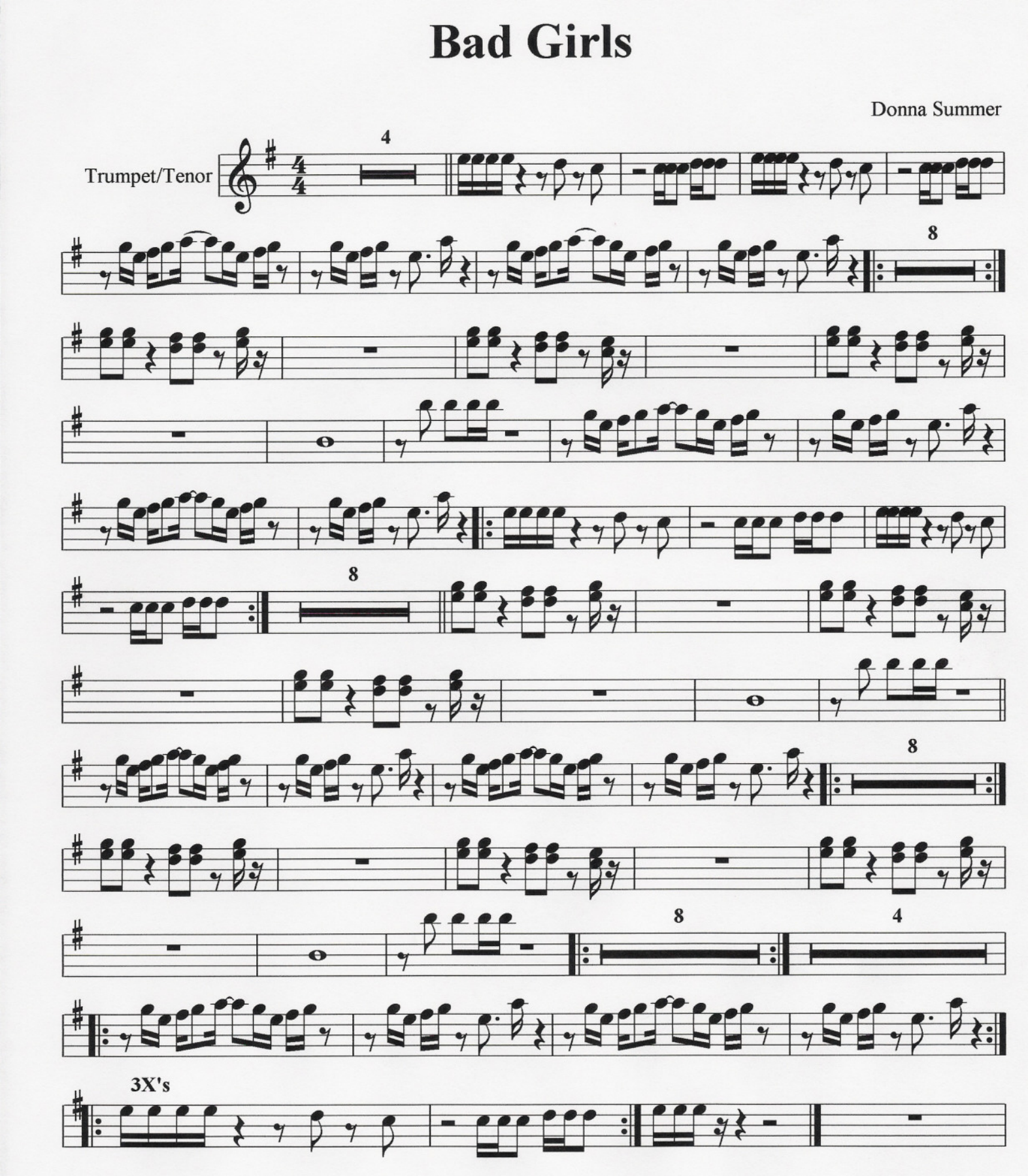 Bad Girls-3 horns- Incomp — sheet music preview