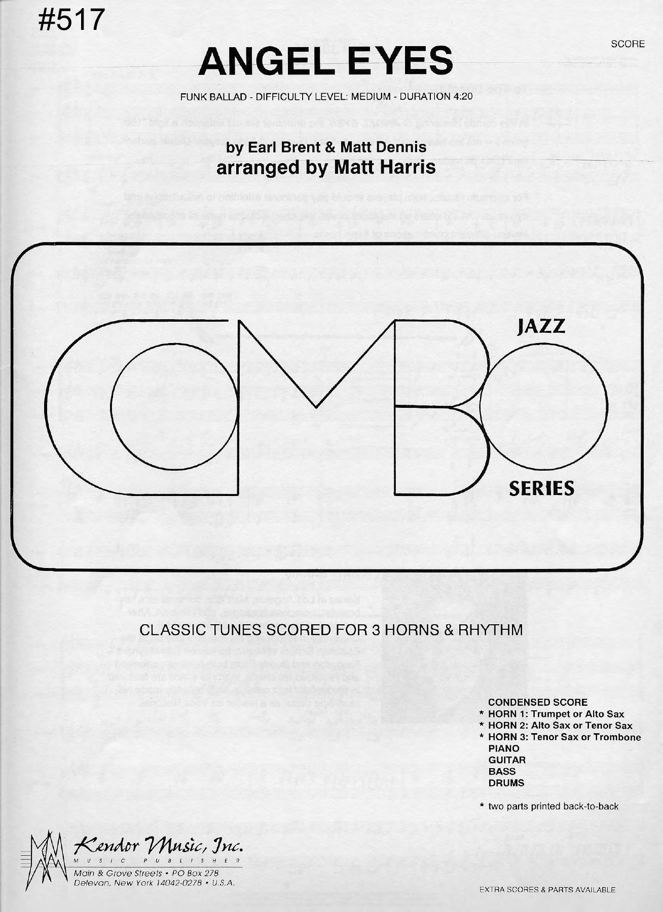Angel Eyes — sheet music preview