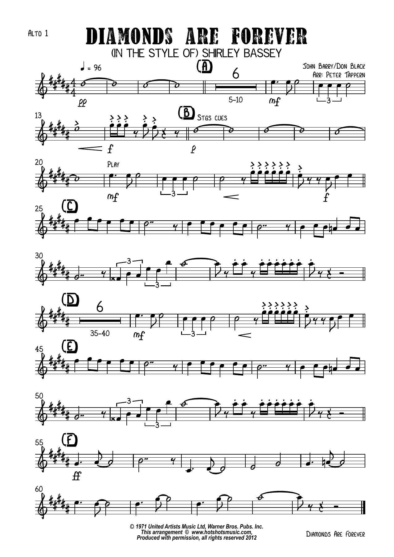 Diamonds Are Forever — sheet music preview
