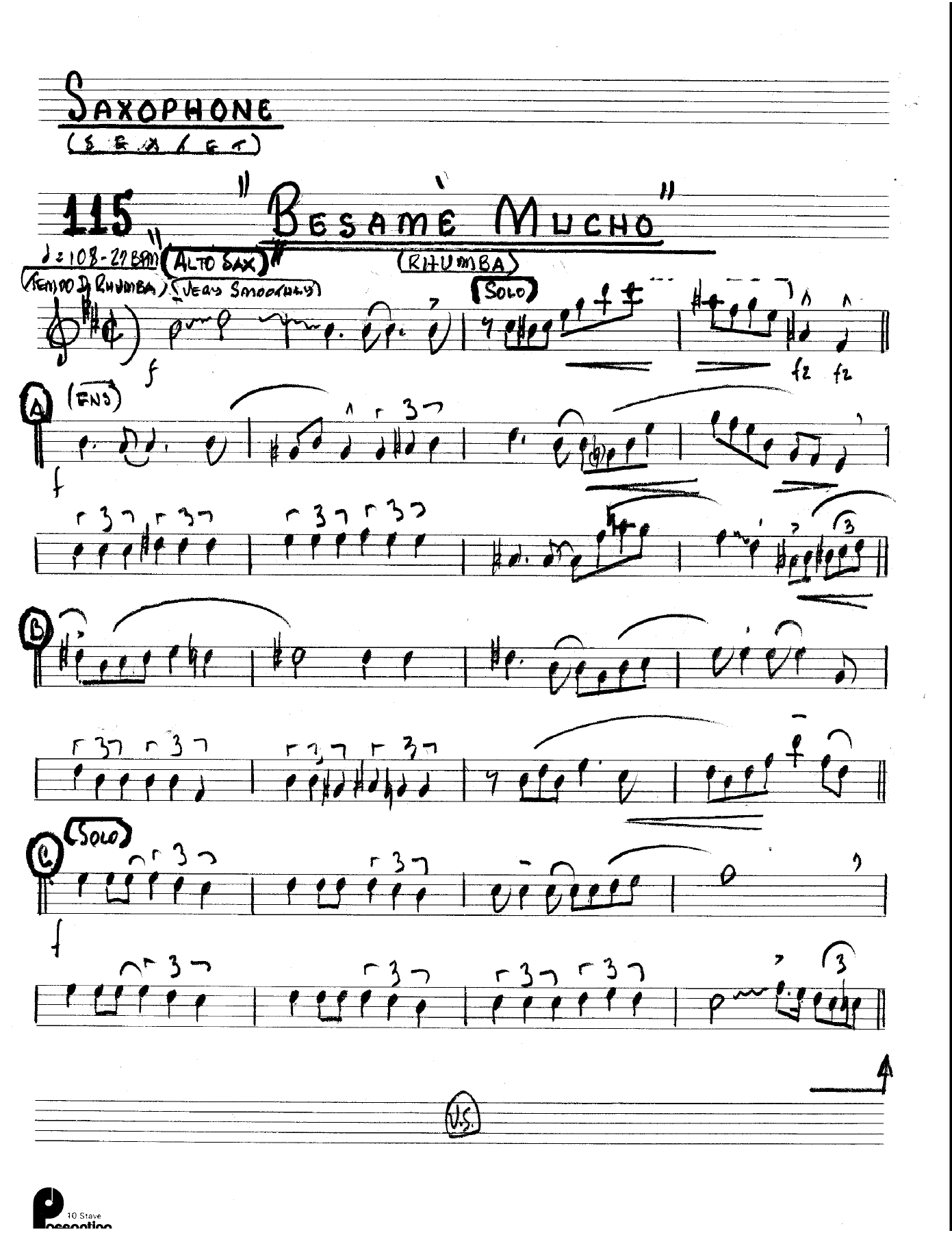 Besame Mucho (Stan Kenton) Sextet — sheet music preview