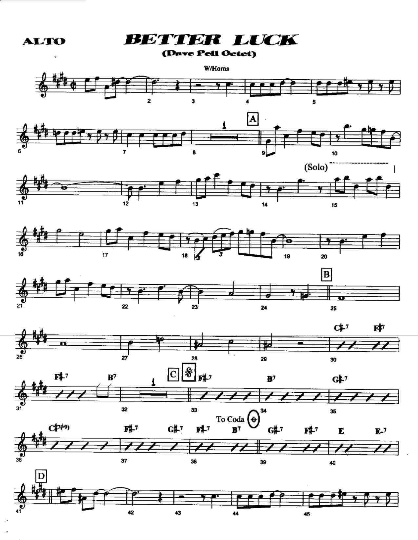 Better Luck — sheet music preview