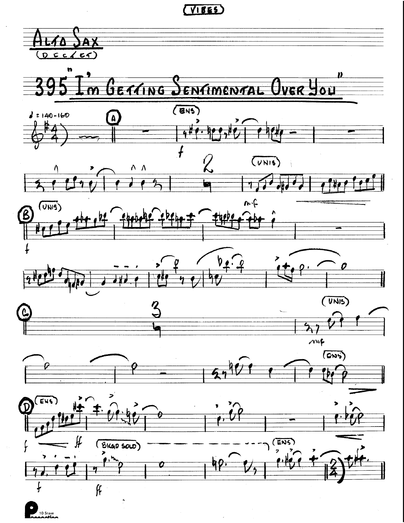 I'm Getting Sentimental Over You (Kenton Dectet #395) 3214 Vibes Opt — sheet music preview