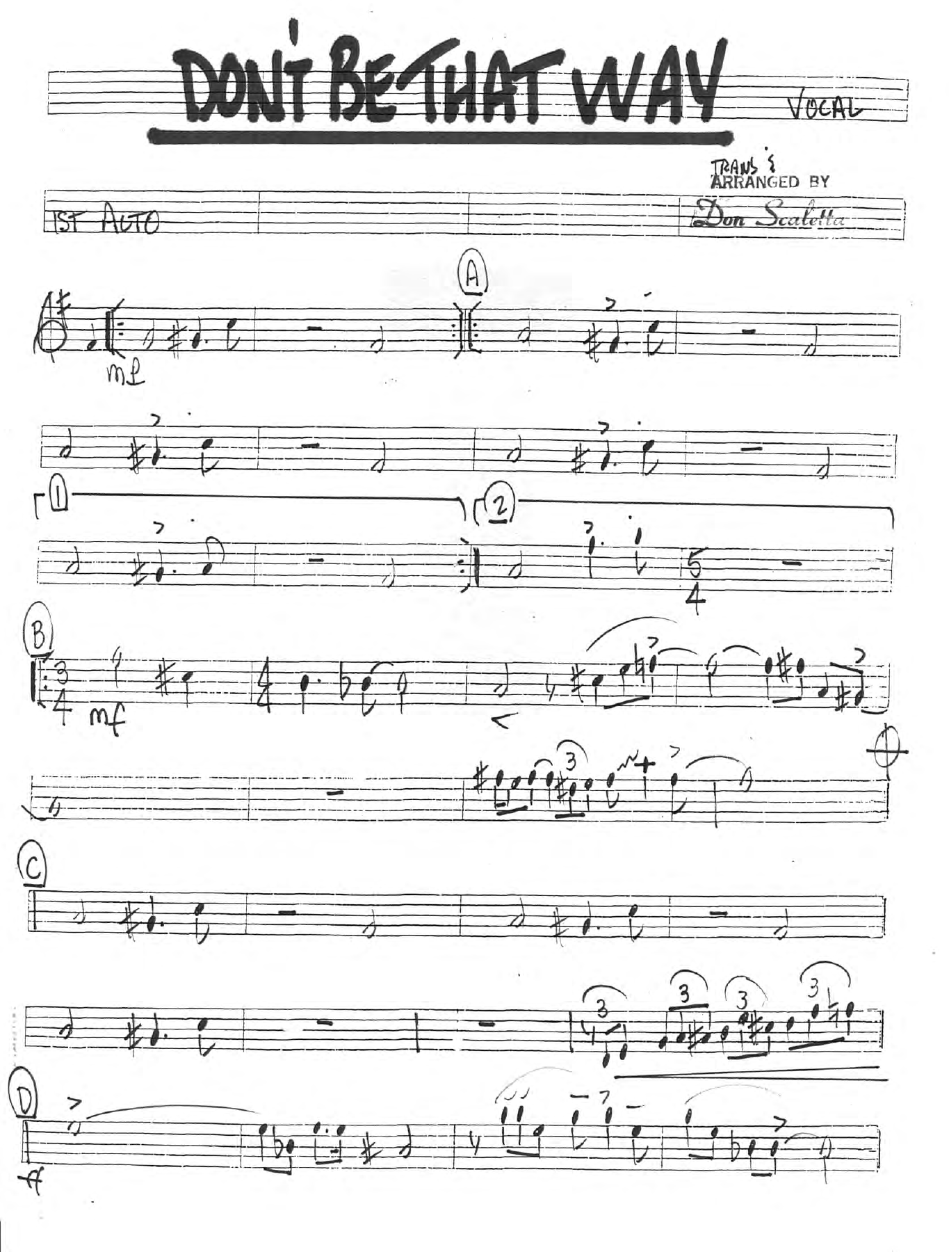 Don't Be That Way — sheet music preview