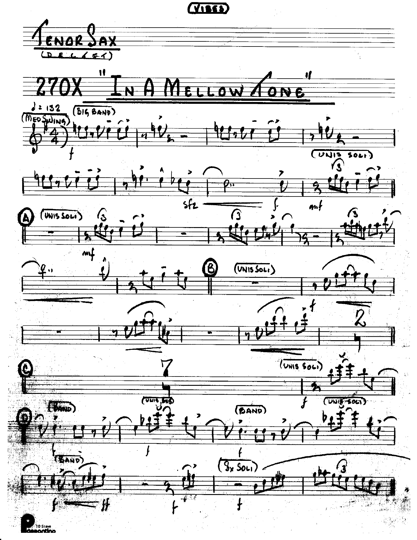 In A Mellow Tone (Kenton Dectet #270X) 3214 Vibes Opt — Small Ensemble sheet music by Stan Kenton Dected 176 | Jazz Standard