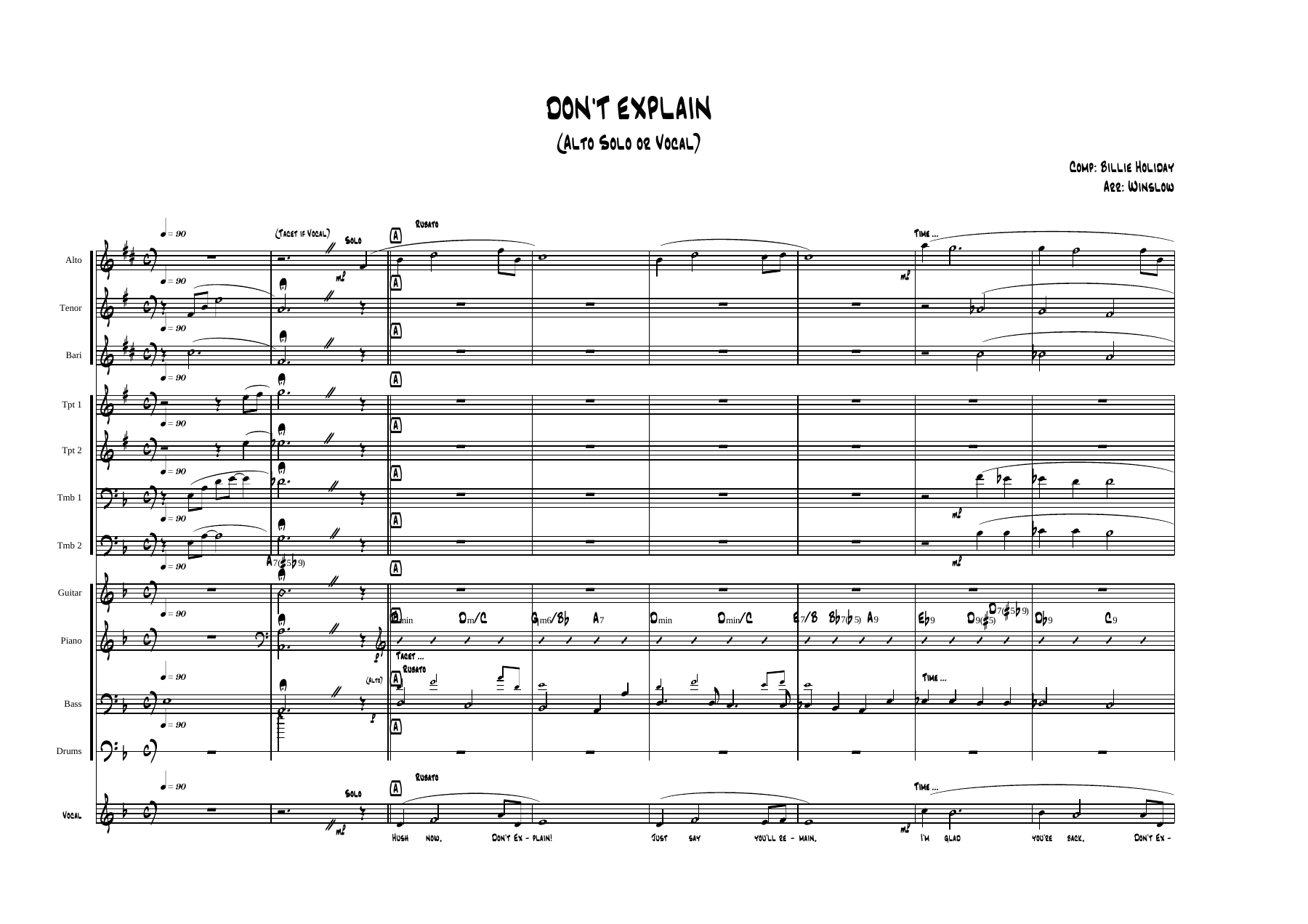Don't Explane — sheet music preview