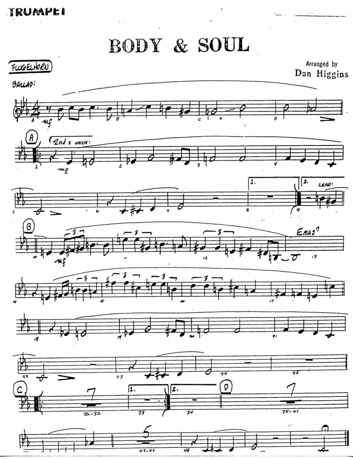 Body and Soul — sheet music preview