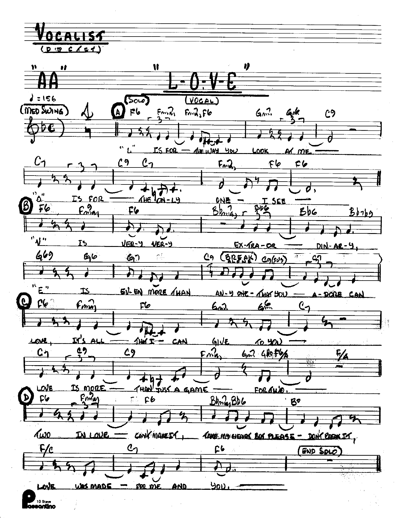 L-O-V-E (Kenton Dectet #AA) 3214 Vibes Vocal — sheet music preview