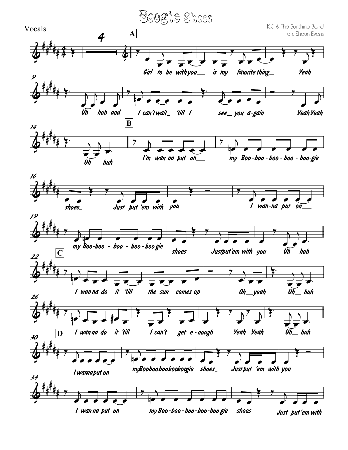 Boogie Shoes — sheet music preview