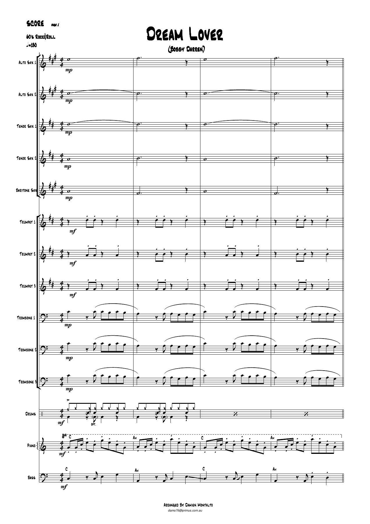 Dream Lover — sheet music preview