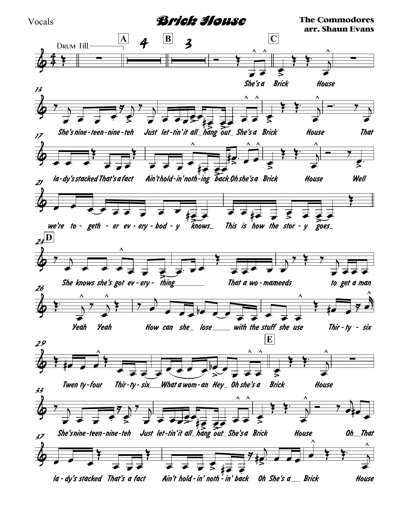 Brick House — sheet music preview