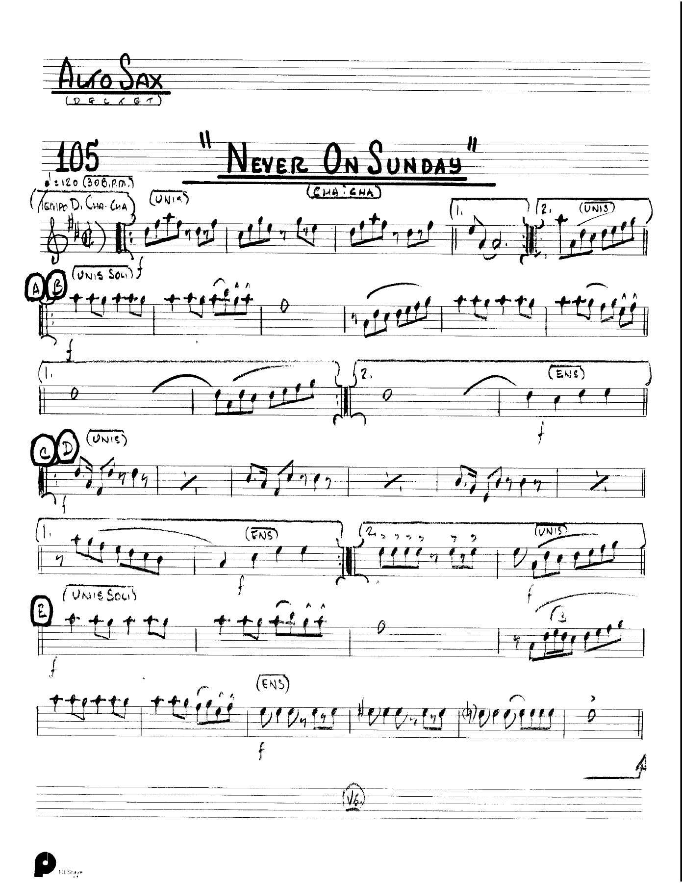 Never On Sunday (Kenton Dectet #105) 3213 — sheet music preview