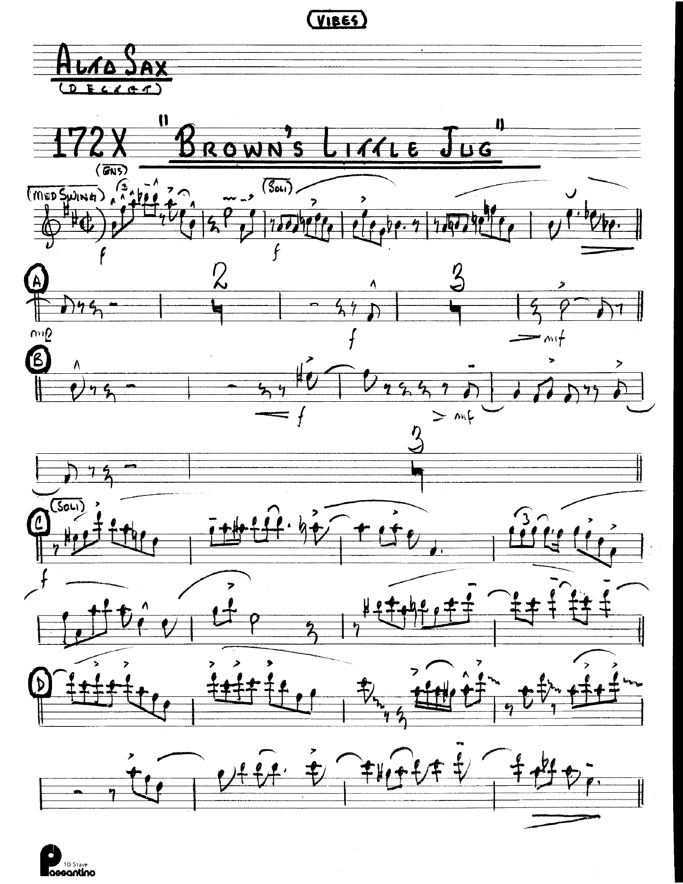 Brown's Little Jug (Kenton Dectet #172X) 3214 Vibes — sheet music preview