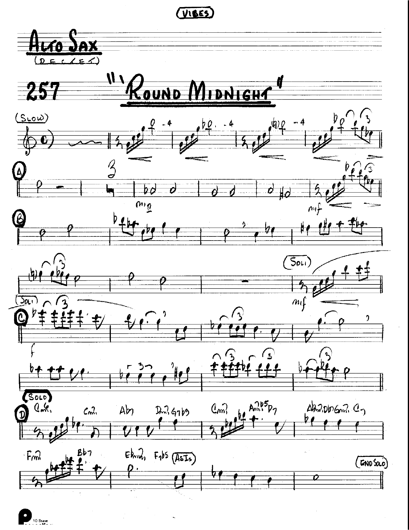 Round Midnight — sheet music preview