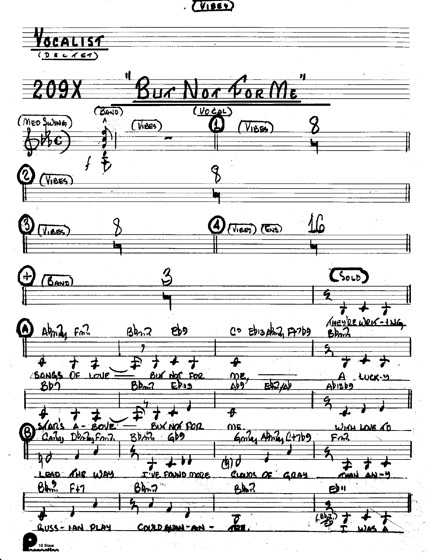 But Not For Me (Kenton Dectet #209X) 3214 Vibes Vocal — sheet music preview