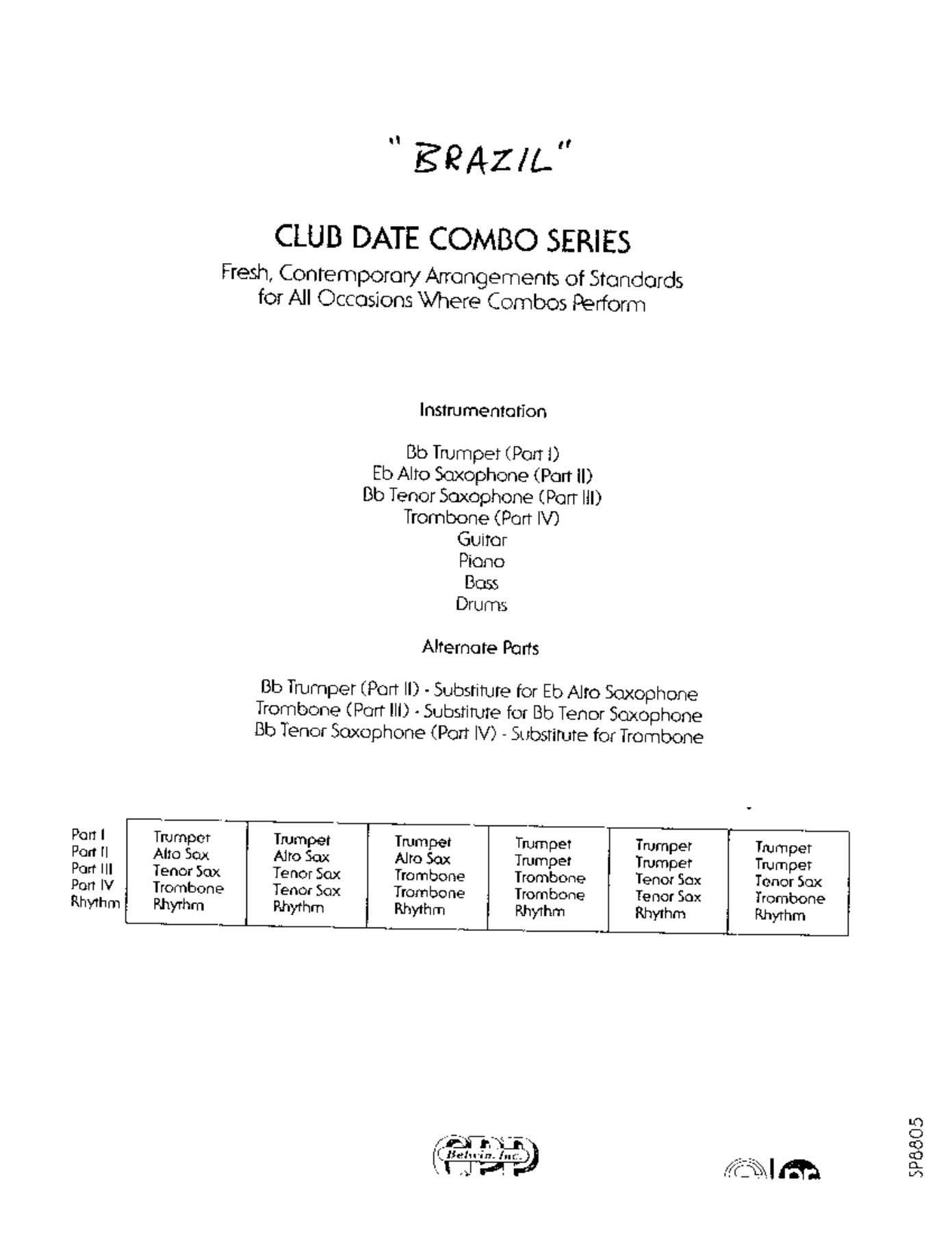 Brazil (arr Dave Wolpe) combo — sheet music preview
