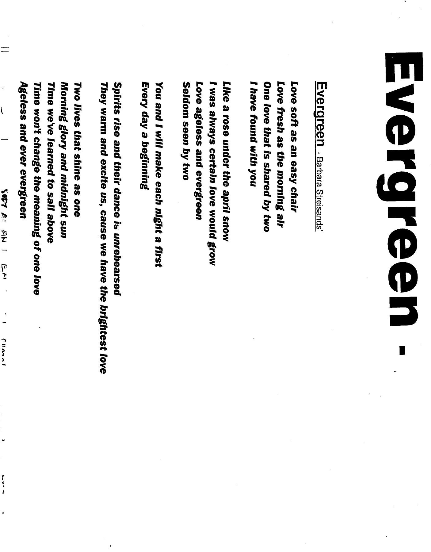 Evergreen — sheet music preview