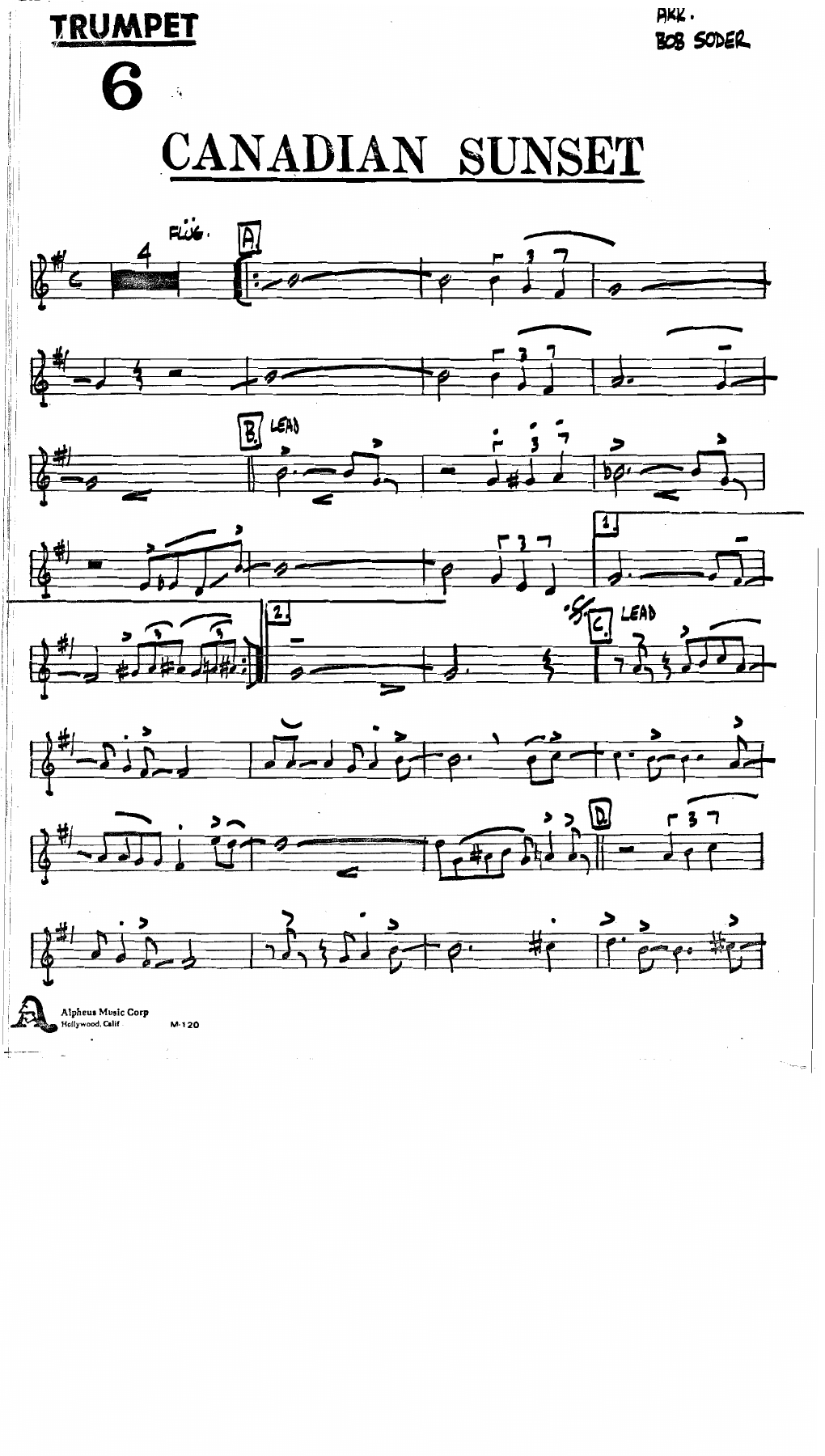 Canadian Sunset (B.Soder) Combo — sheet music preview