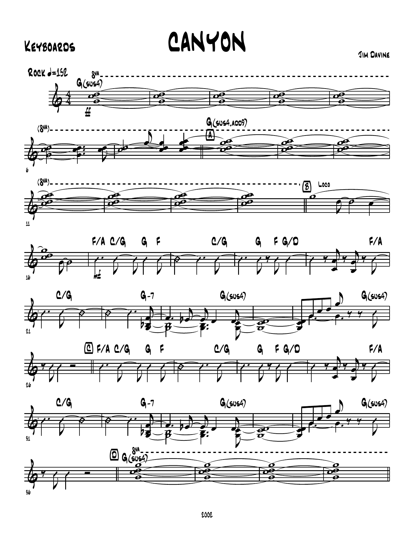 Canyon — sheet music preview