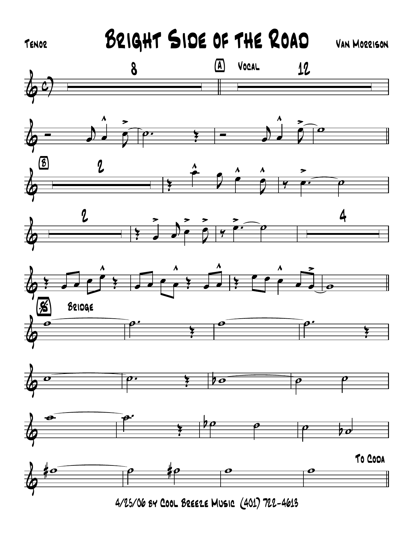 Bright Side Of The Road — sheet music preview