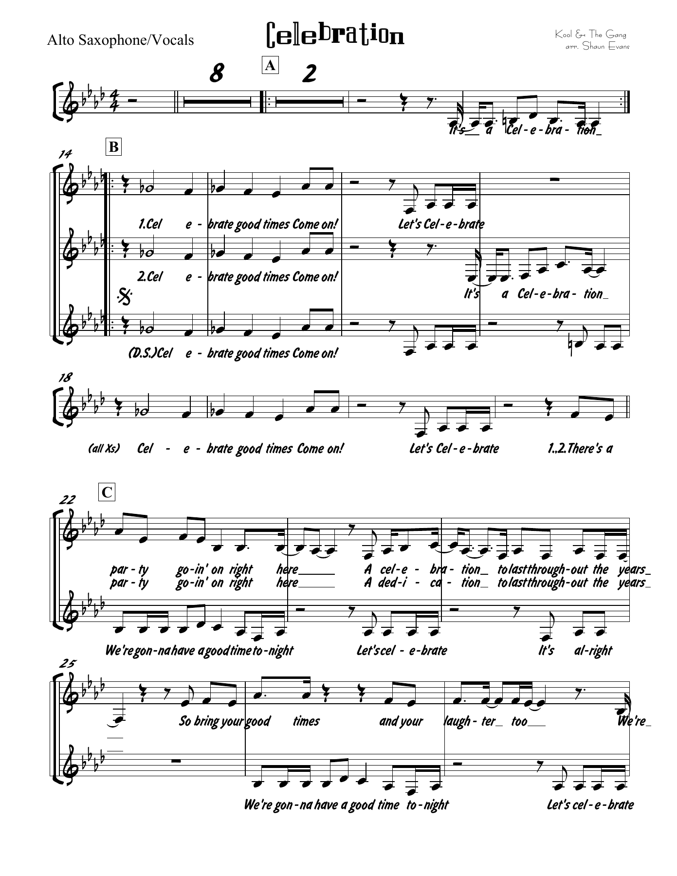 Celebration — sheet music preview