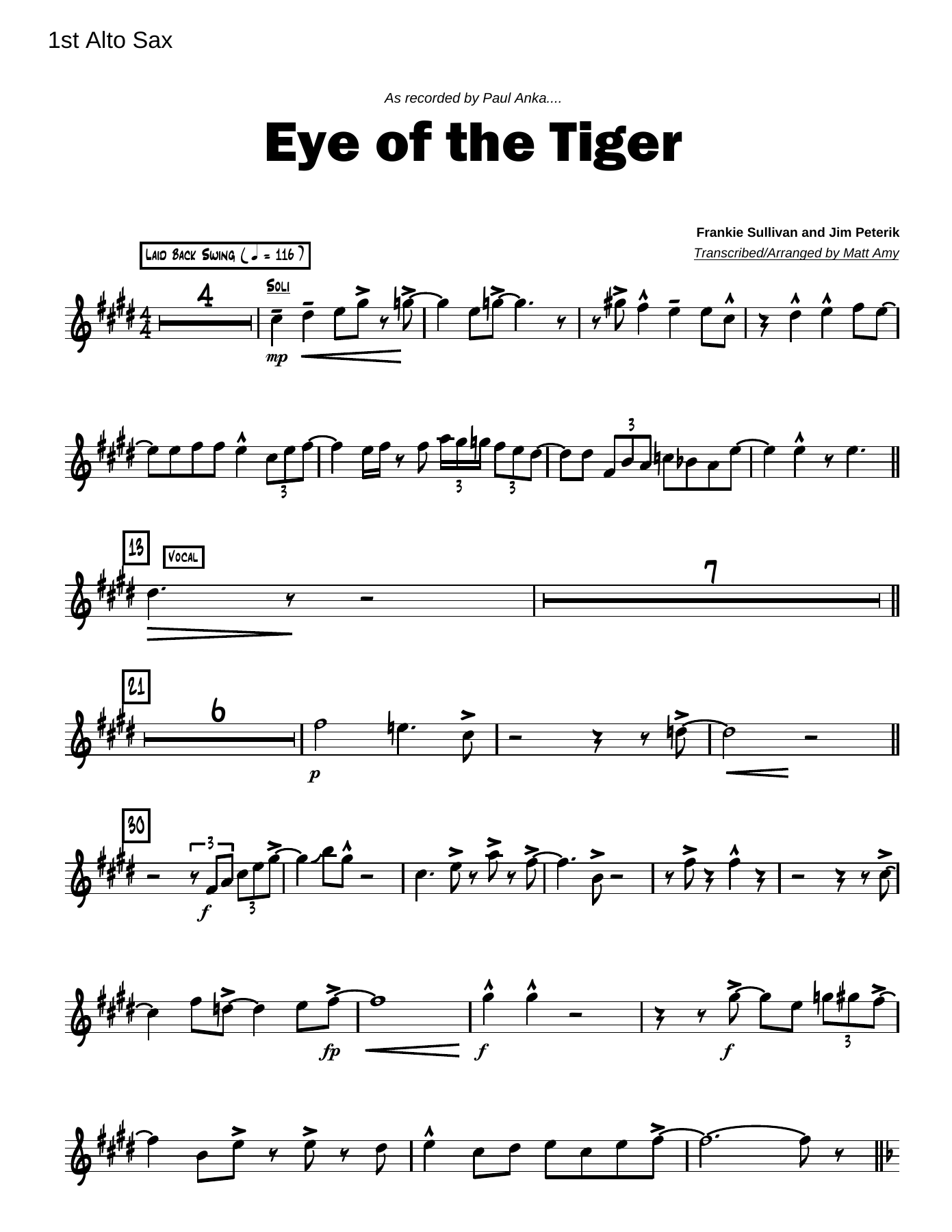 Eye Of The Tiger — sheet music preview
