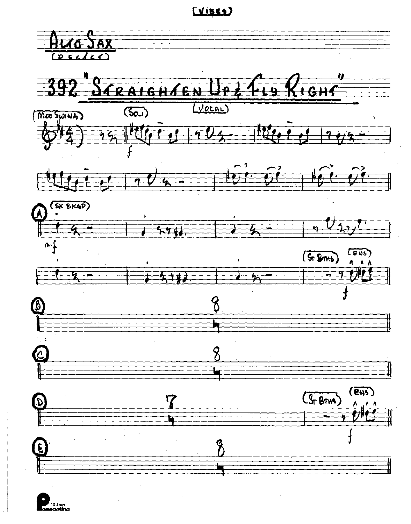 Straighten Up And Fly Right — sheet music preview