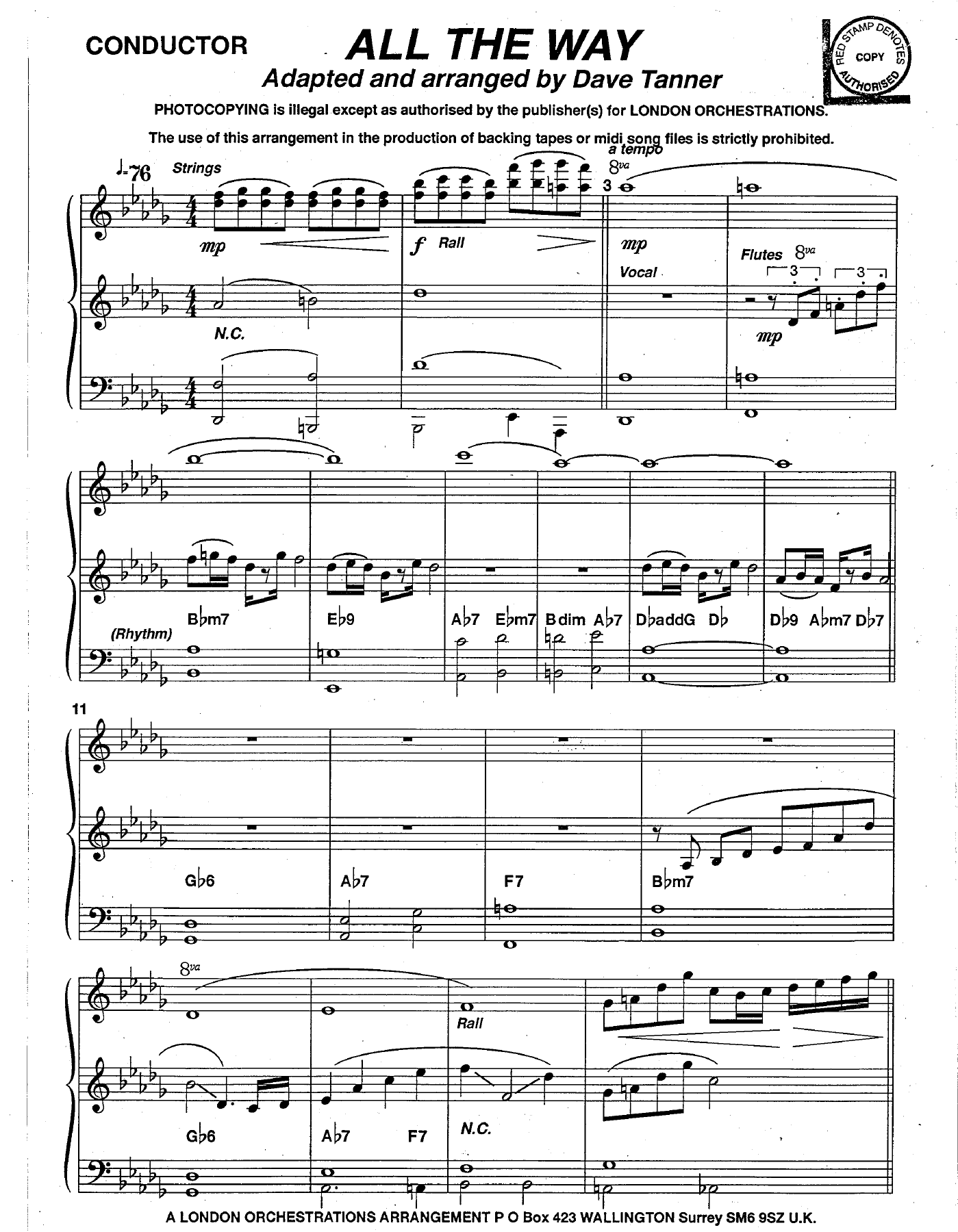 All The Way (D.Tanner) voc. — sheet music preview