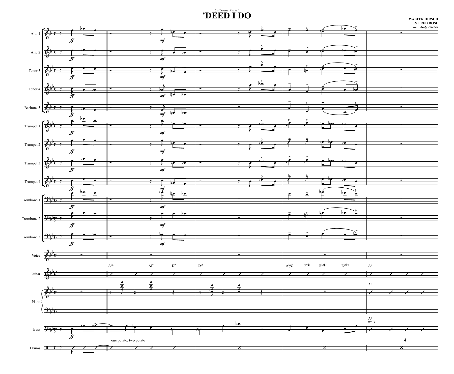 Deed I Do (A.Farber) voc — sheet music preview