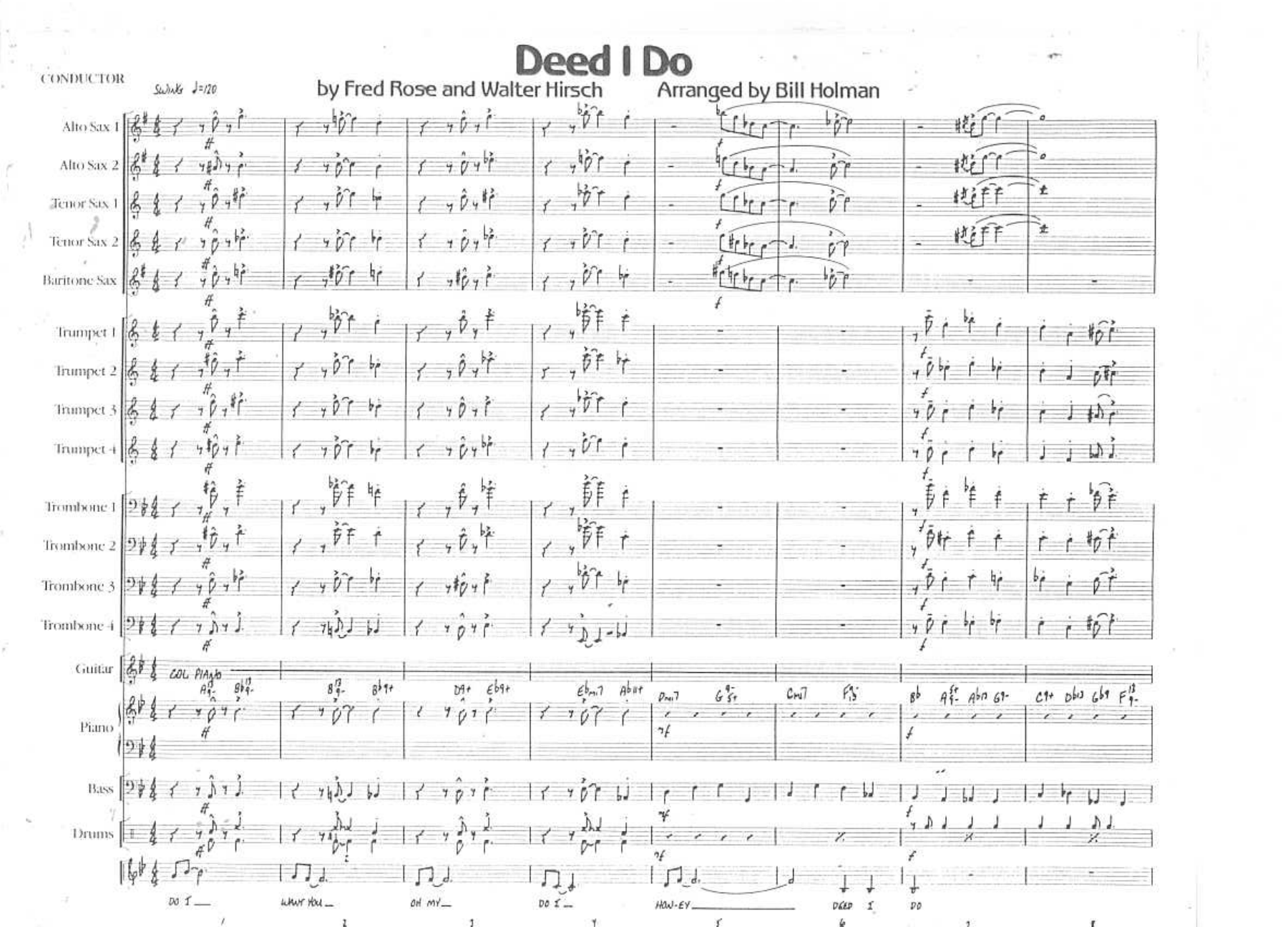 Deed I Do (B.Holman) voc. — sheet music preview