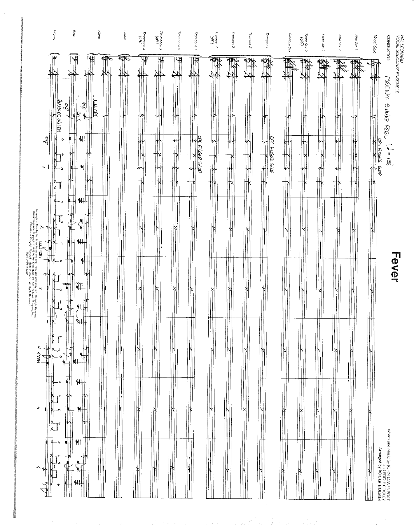 Fever (R.Holmes) voc — sheet music preview