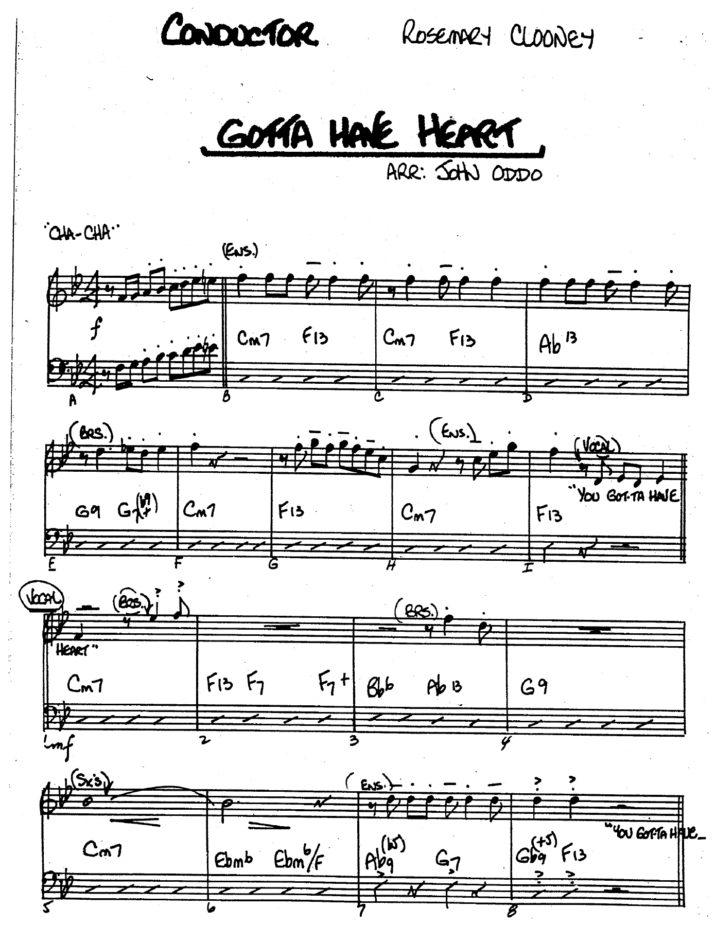 Gotta Have Heart (J.Oddo) R.Clooney — sheet music preview